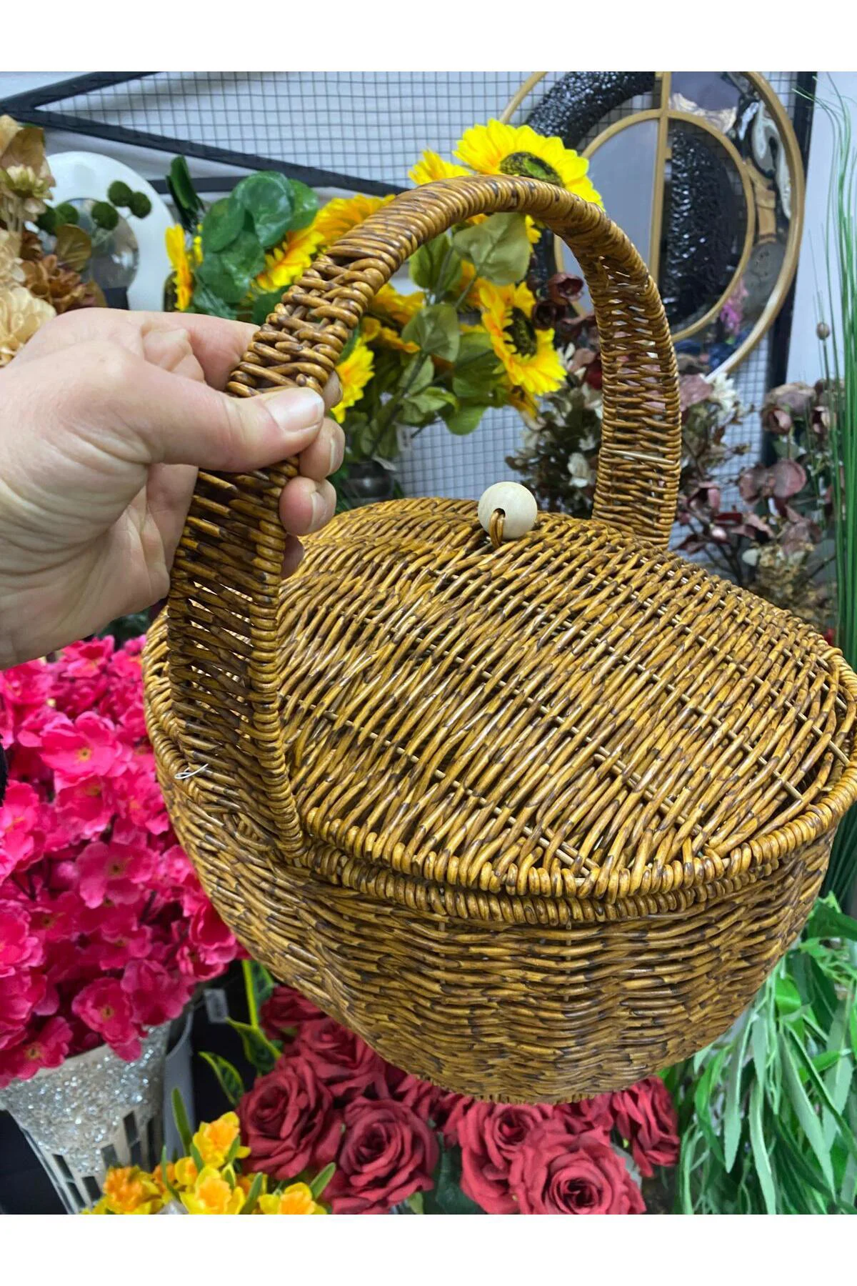 2 Li Sentetik Rattan Kapaklı Sepet