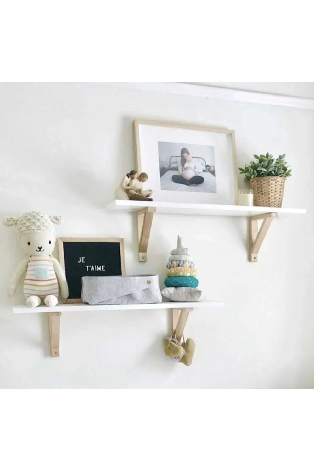 2 Li Set Ahşap Ayaklı Kitaplık Duvar Rafı Mdf 1.sınıf Malzemeden