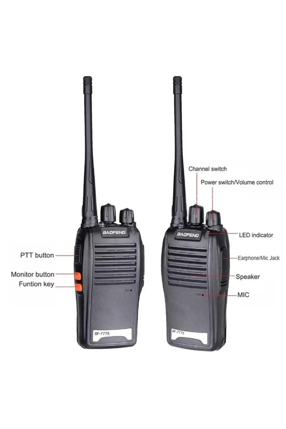 2 li SET Baofeng 777s inşaat şantiye av gezi vale vinç kafe resto