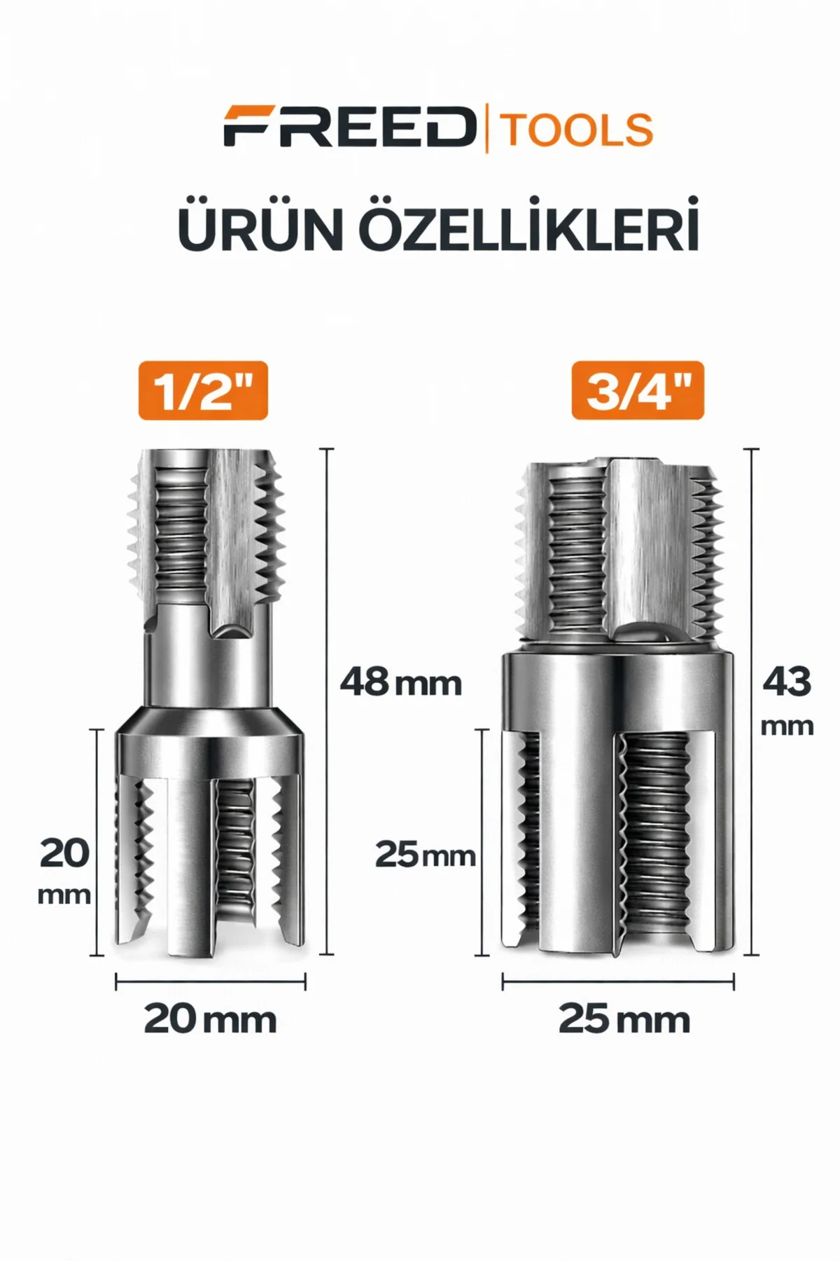 2’ li Set İç Dış Plastik Boru Diş Açma Seti 1/2 ve 3/4 İnç Borularla Uyumlu 2’ li Set İç Dış Plastik Boru Diş Açma Seti 1/2 ve 3/4 İnç Borularla Uyumlu