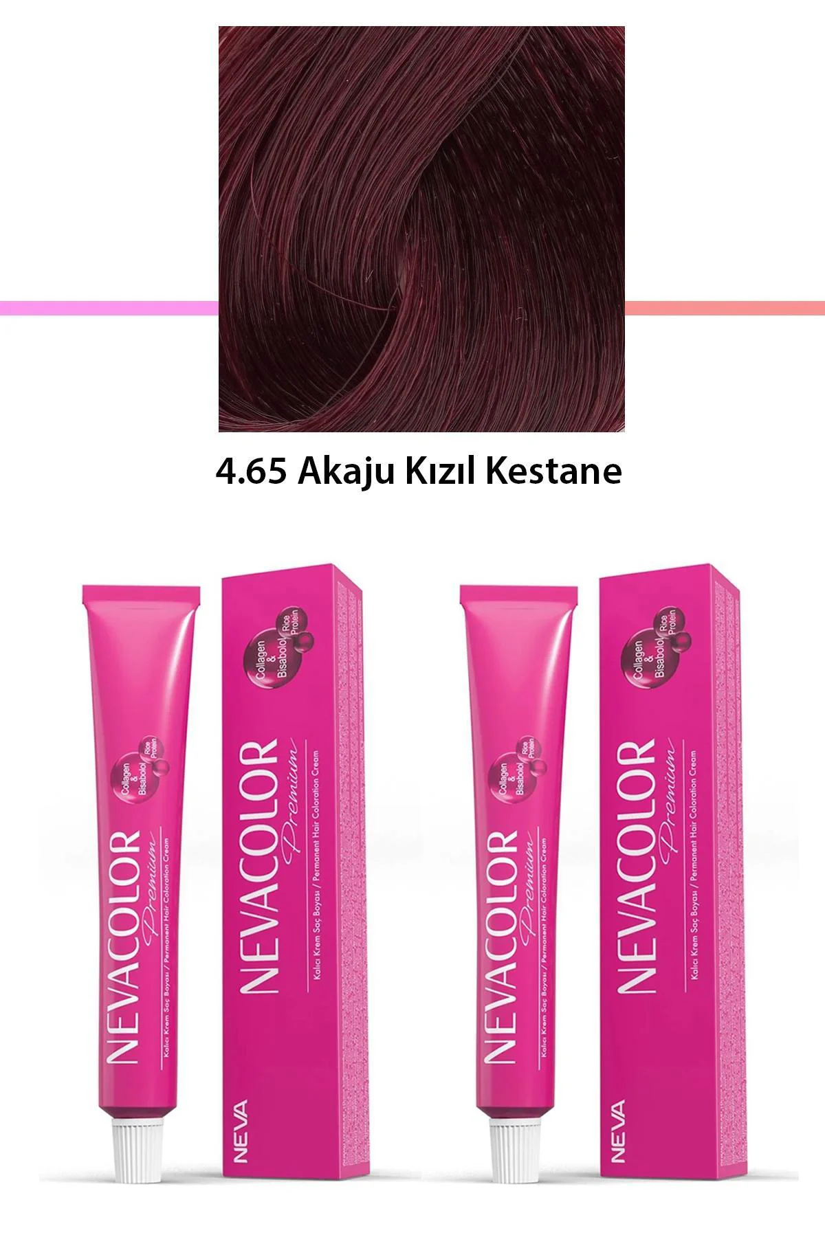 2 li Set Premium 4.65 Akaju Kızıl Kestane - Kalıcı Krem Saç Boyas
