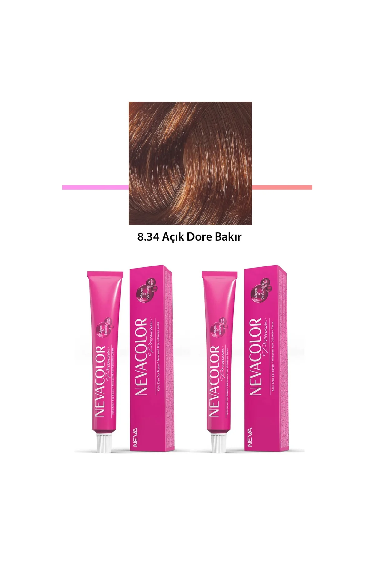 2 li Set Premium 8.34 Açık Dore Bakır - Kalıcı Krem Saç Boyası 2 