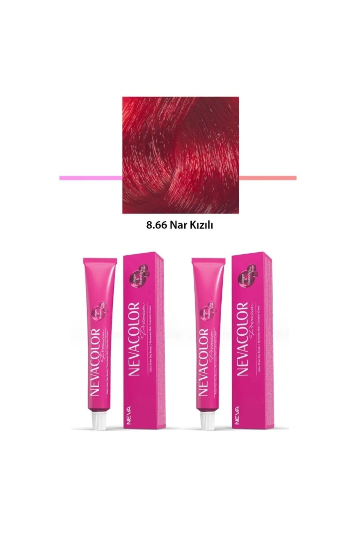 2 li Set Premium 8.66 Nar Kızılı - Kalıcı Krem Saç Boyası 2 X 50 