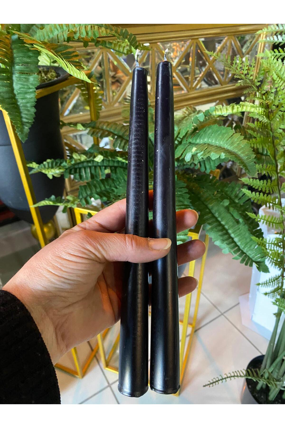 Elif Aksesuar 2 Li Siyah Şamdan Mumu