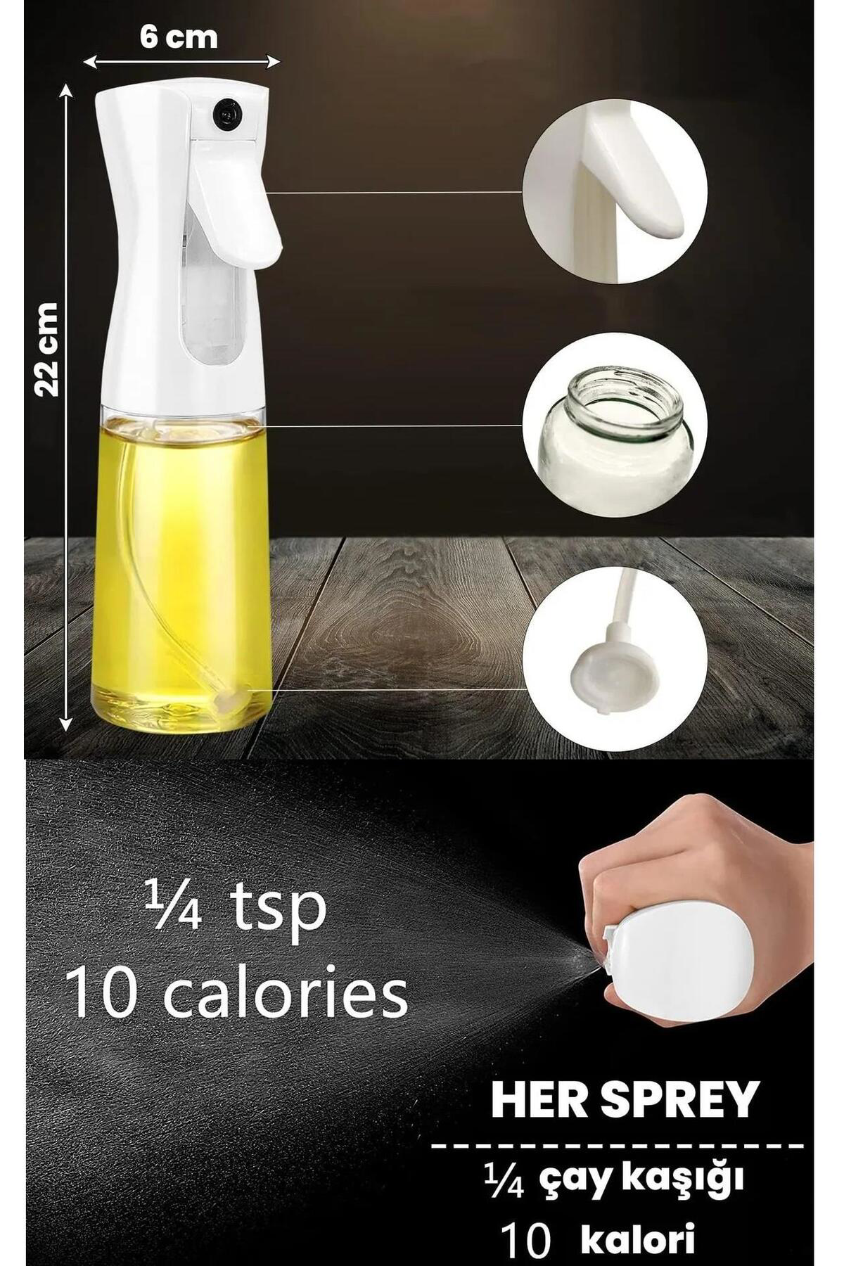 2 li Yağdanlık Sprey Air Fryer Cam Yağlık Mist Püskürtücü 225 ML 