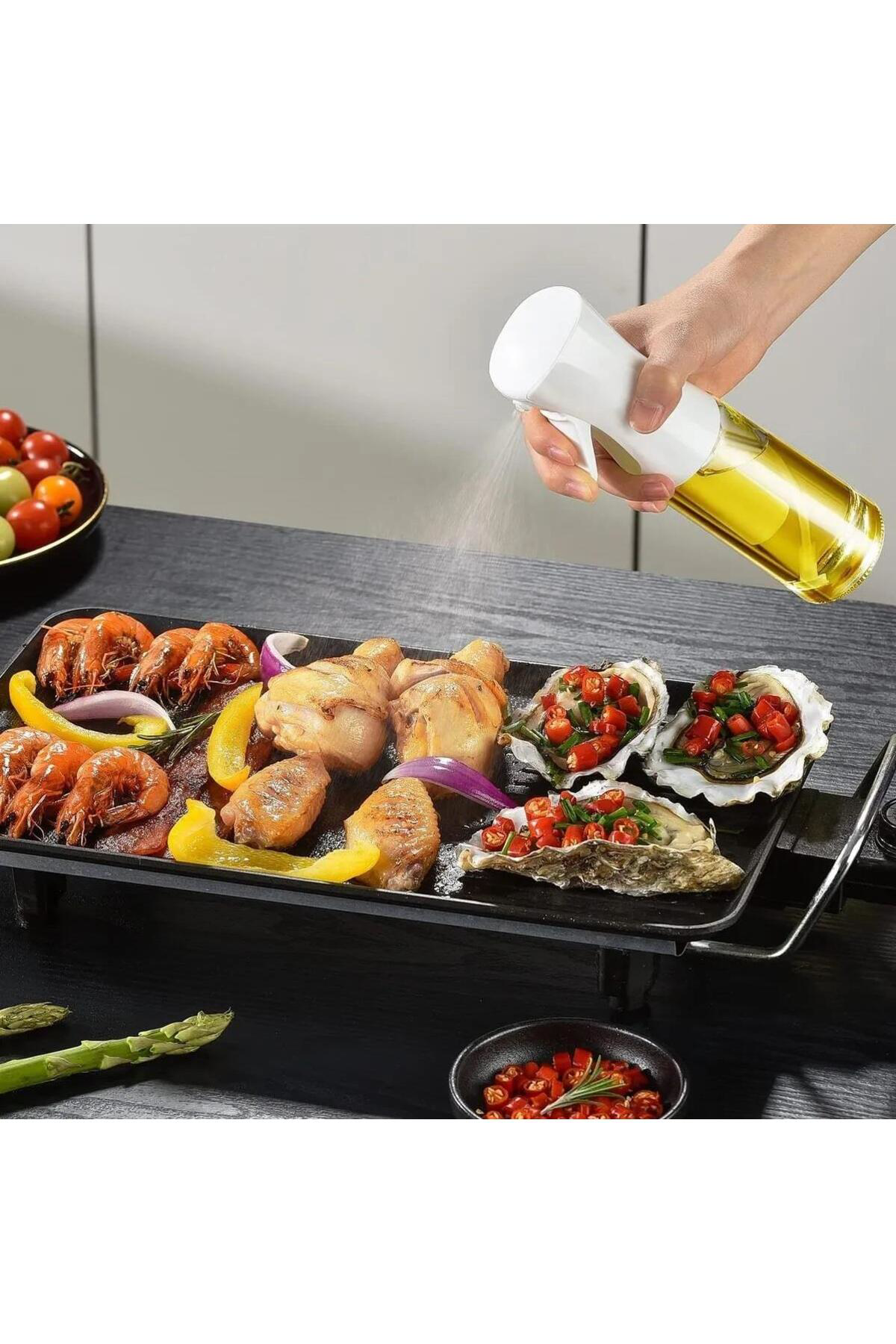 2 li Yağdanlık Sprey Air Fryer Cam Yağlık Mist Püskürtücü 225 ML 
