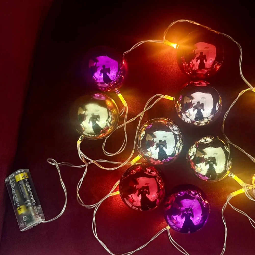 2 Metre 10 Led Pilli 2 Kademeli Parlak Top Led Yılbaşı Ağacı Süsü Mz-3