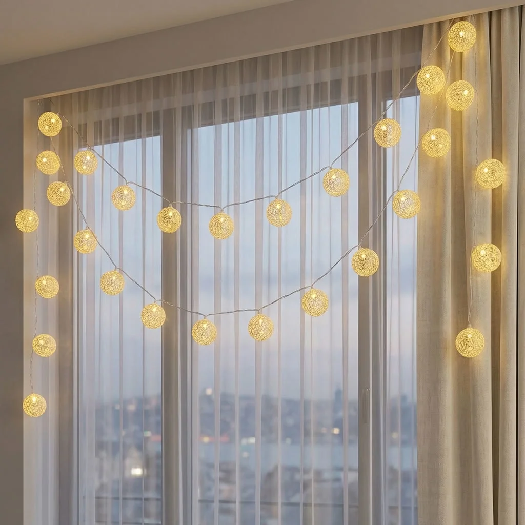 2 Metre 10’lu Top LED Işık - Pilli Gün Işığı Dekoratif Aydınlatma