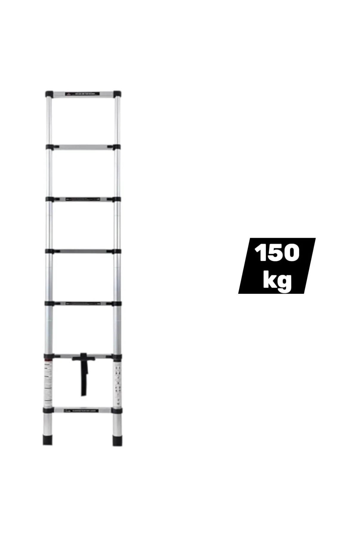 2 Metre Alüminyum Teleskopik Merdiven – 7 Basamaklı, 150 Kg Taşım