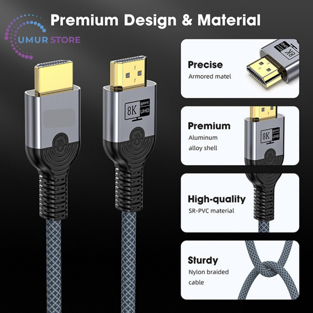 2-Metre HDMI To HDMI Ultra Sertifikalı HDMI 2.1 Kablo 48Gbps 8K/6
