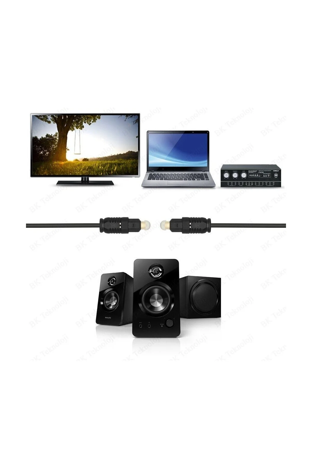 2 Metre Optik Ses Kablosu Toslink