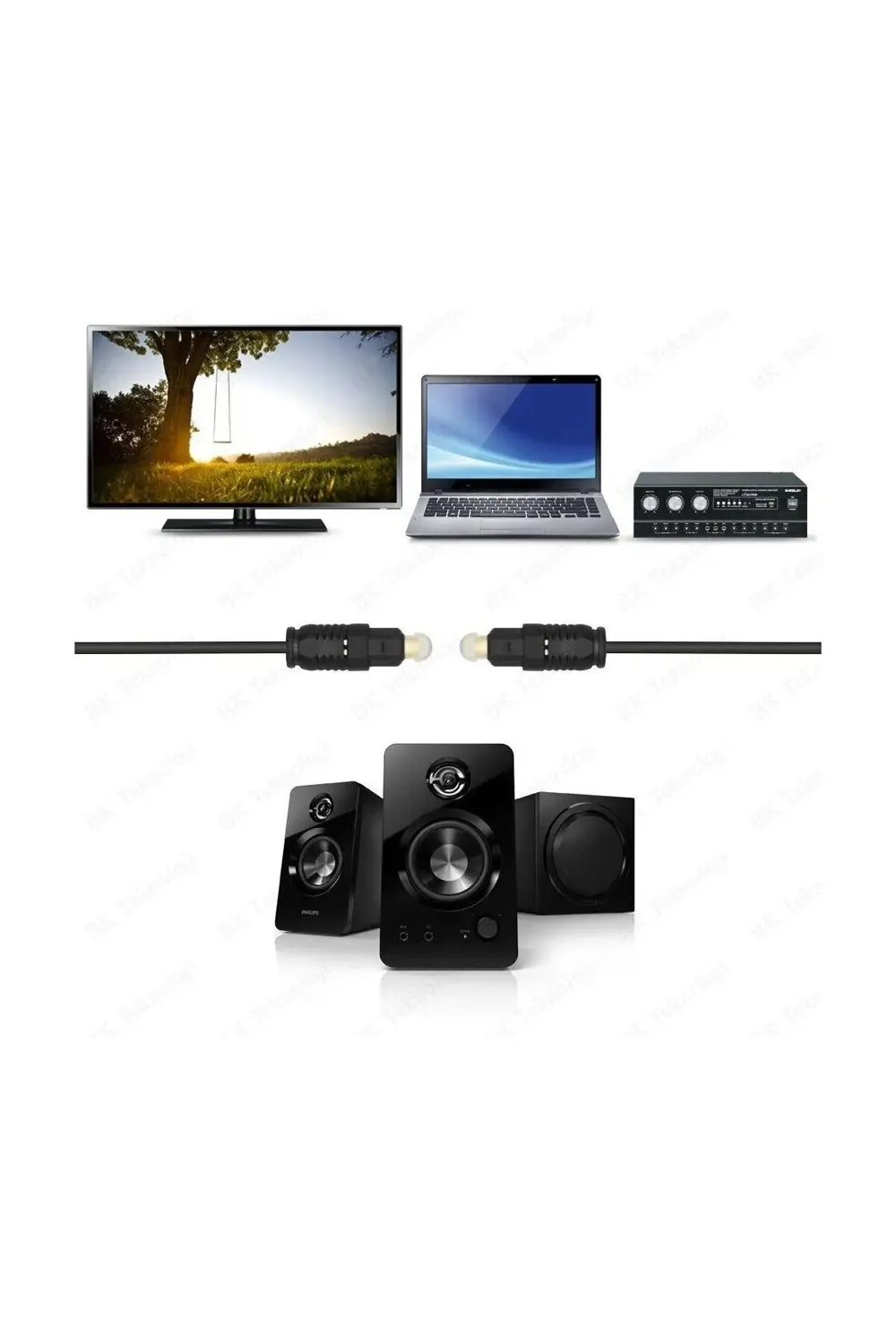 2 Metre Optik Ses Kablosu Toslink