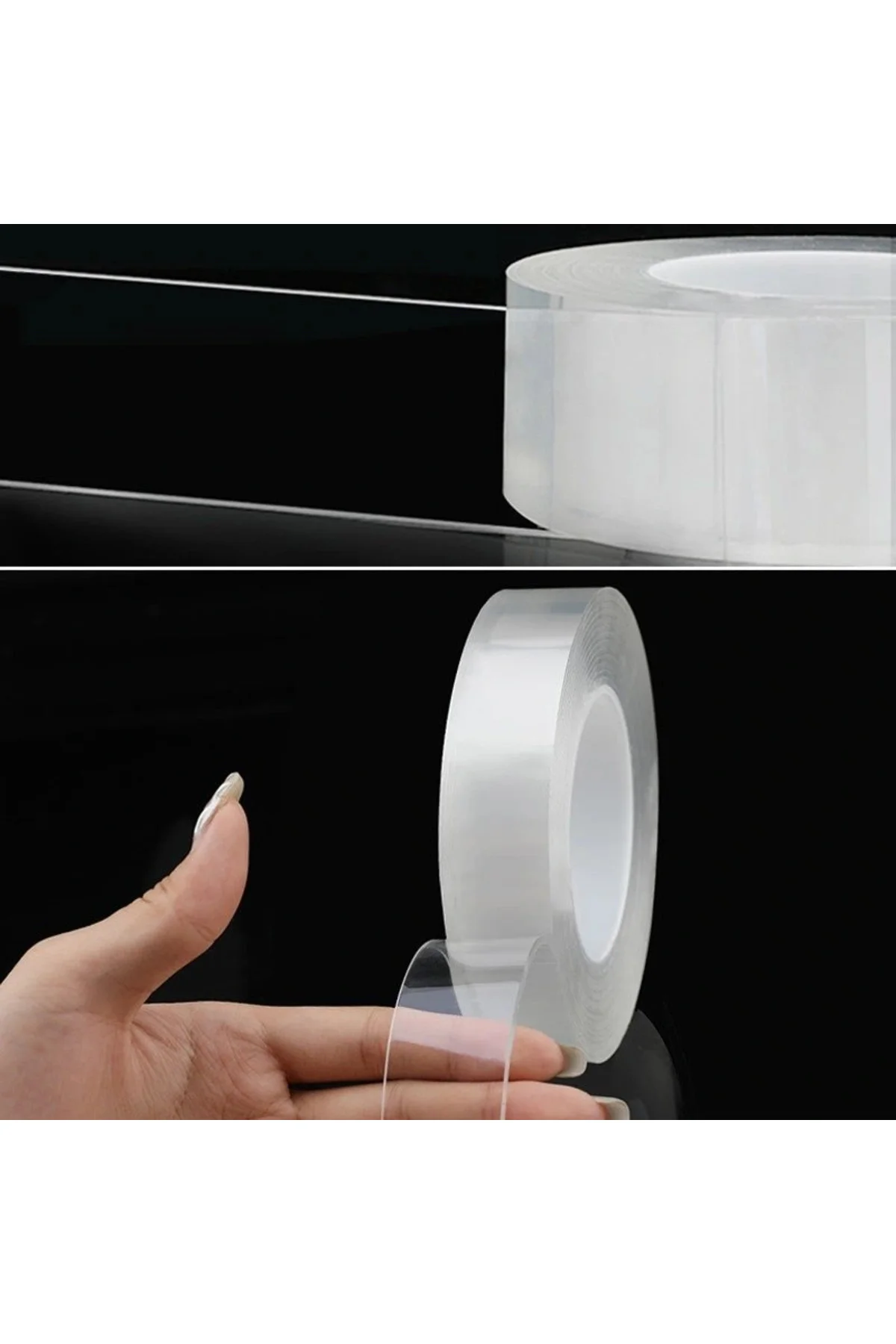 2 Metre X 3 Cm Şeffaf Güçlü Nano Çift Taraflı Silikon Jel Yapıştırıcı Bant - Görsel 2