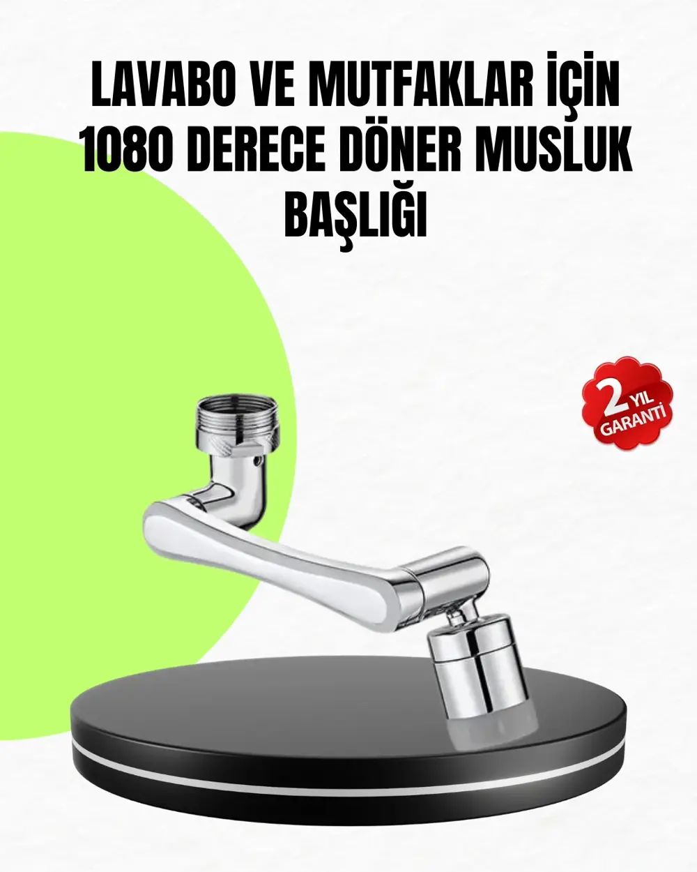 2 Modlu 1080° Dönebilen Musluk Başlığı Esnek 3 Eklemli Hareketli