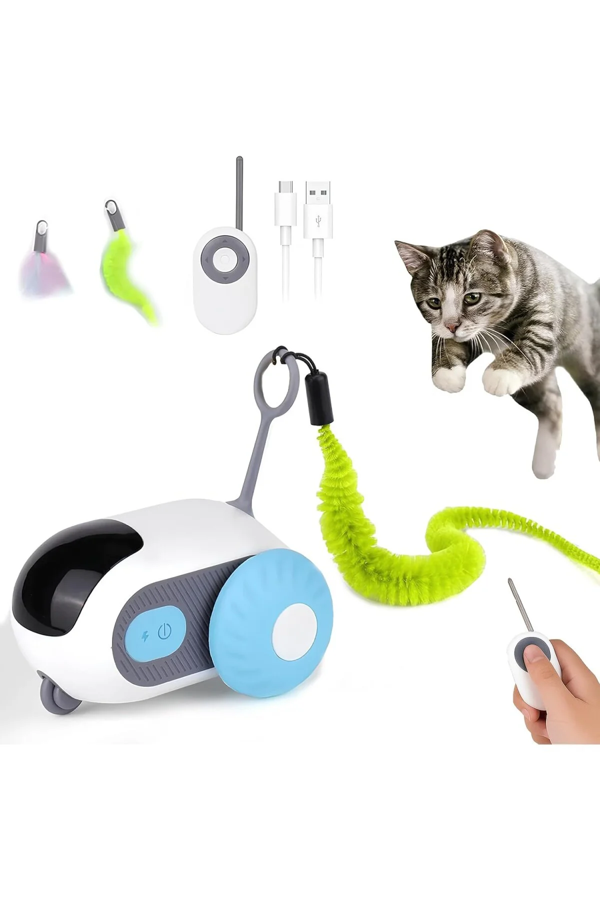 2 Modlu Akıllı Kedi Oyuncağı – Otomatik ve Uzaktan Kumandalı Sess