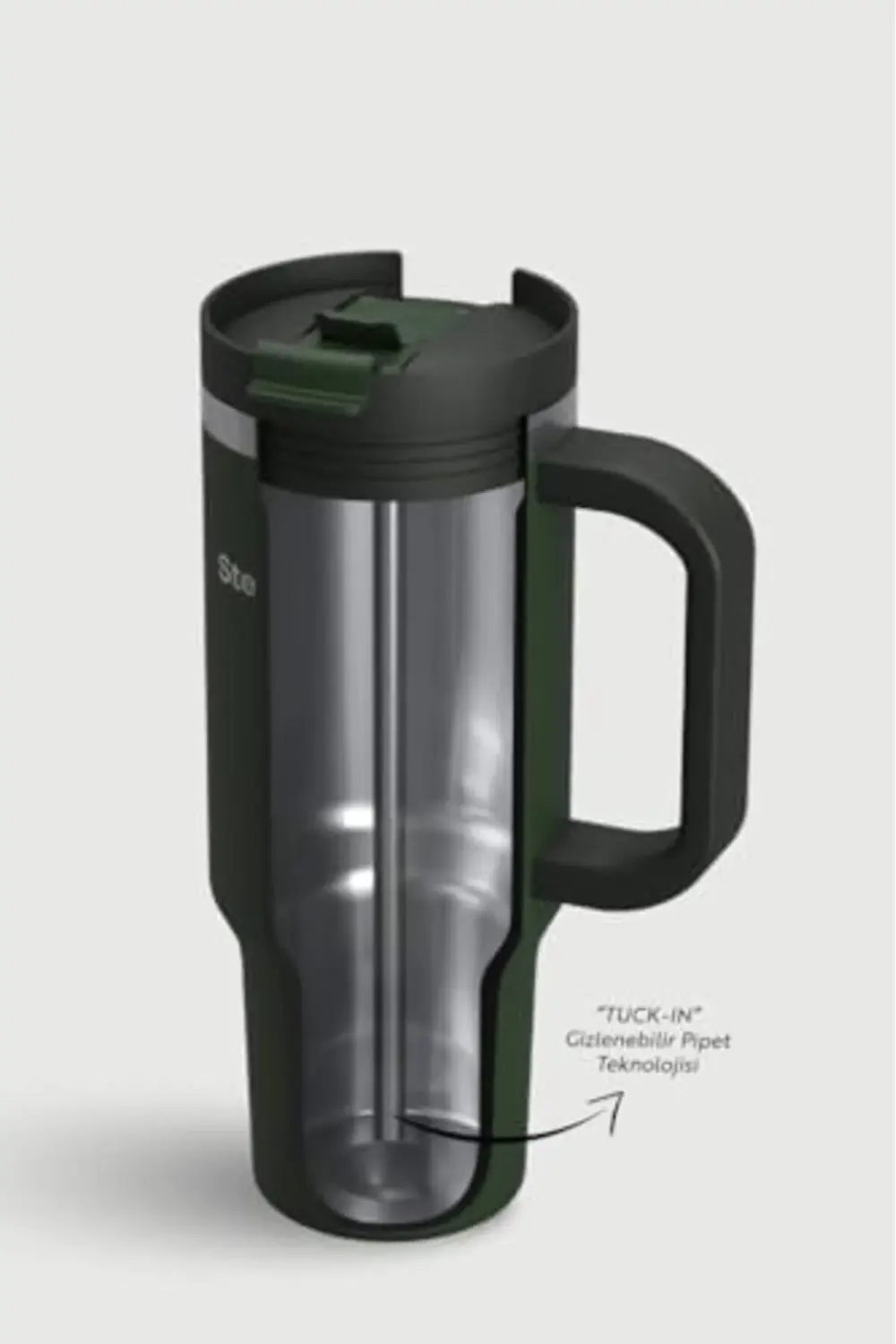 2 Moods -in Tumbler Sızdırmaz Çelik Termos 900 ML Green ST-237 39