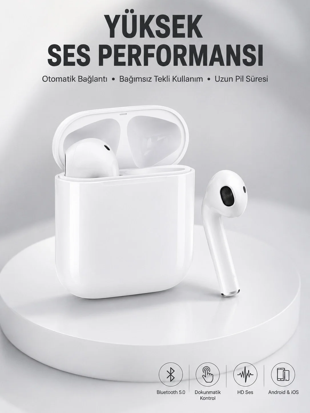 2. Nesil Bluetooth Android ve İOS Uyumlu Kablosuz Kulaklık Çağrı Cevaplama