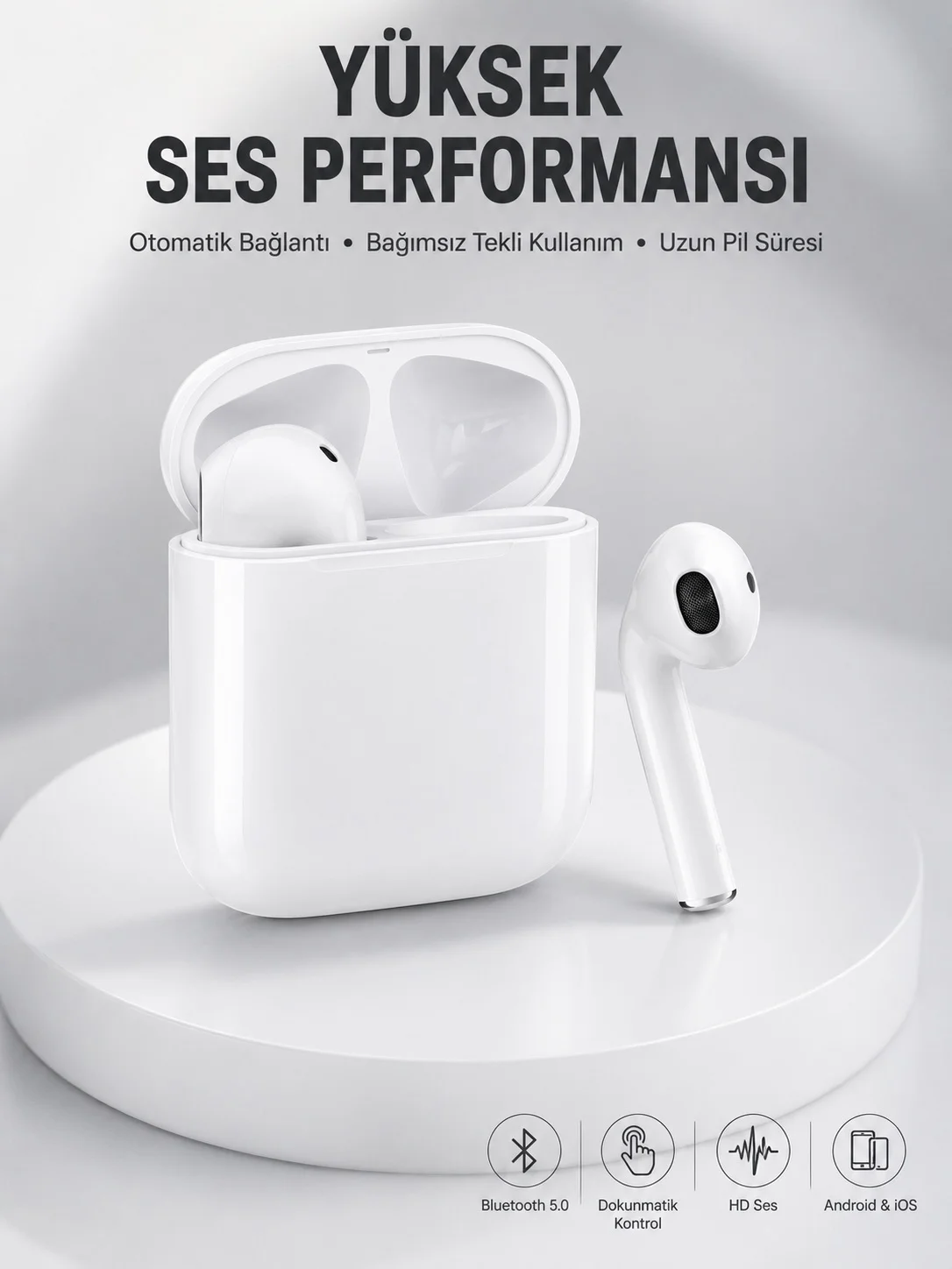 2. Nesil Bluetooth Android ve İOS Uyumlu Kablosuz Kulaklık Çağrı Cevaplama