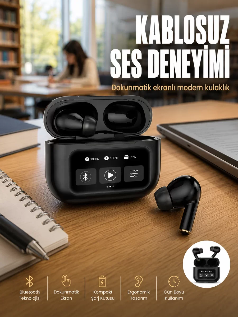 2. Nesil Pro Ekranlı Kablosuz Bluetooth Kulaklık - ANC, Spor ve Sesli Görüşme İçin Mükemmel Çözüm