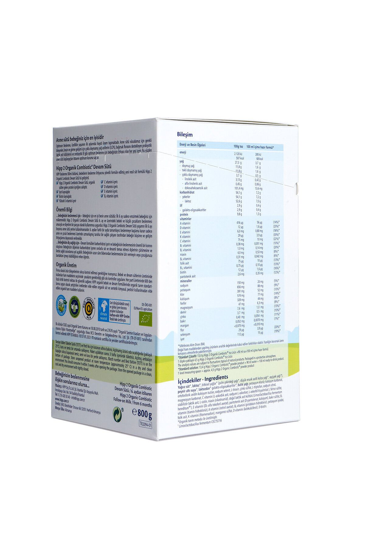 Hipp 2 Organik Combiotic Devam Sütü 800 Gr 6-12 Ay No Color 2