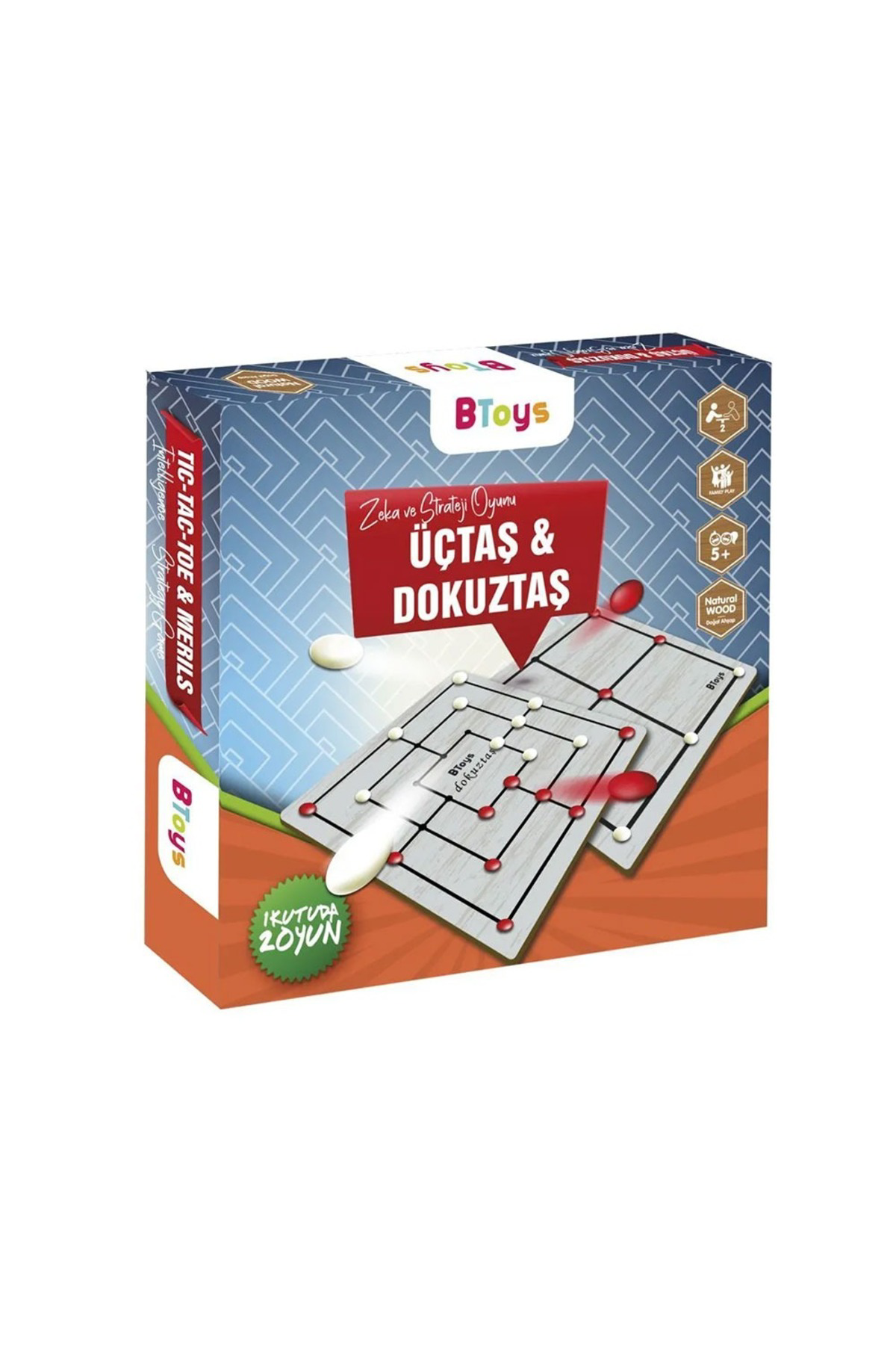 Oyuncak Store 2 Oyun 1 Arada Üç Taş Ve Dokuz Taş Oyunu 2İn1