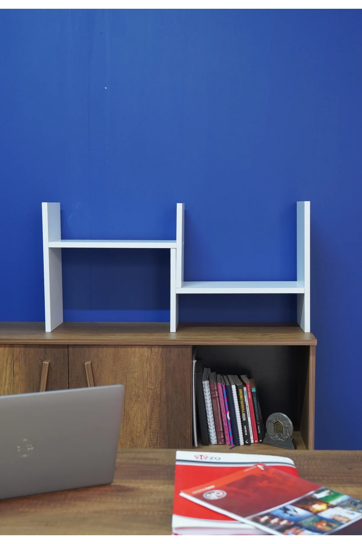 2 Parça Ayarlanabilir Masaüstü Kitaplık Raf %100 MDF Ofis Çalışma