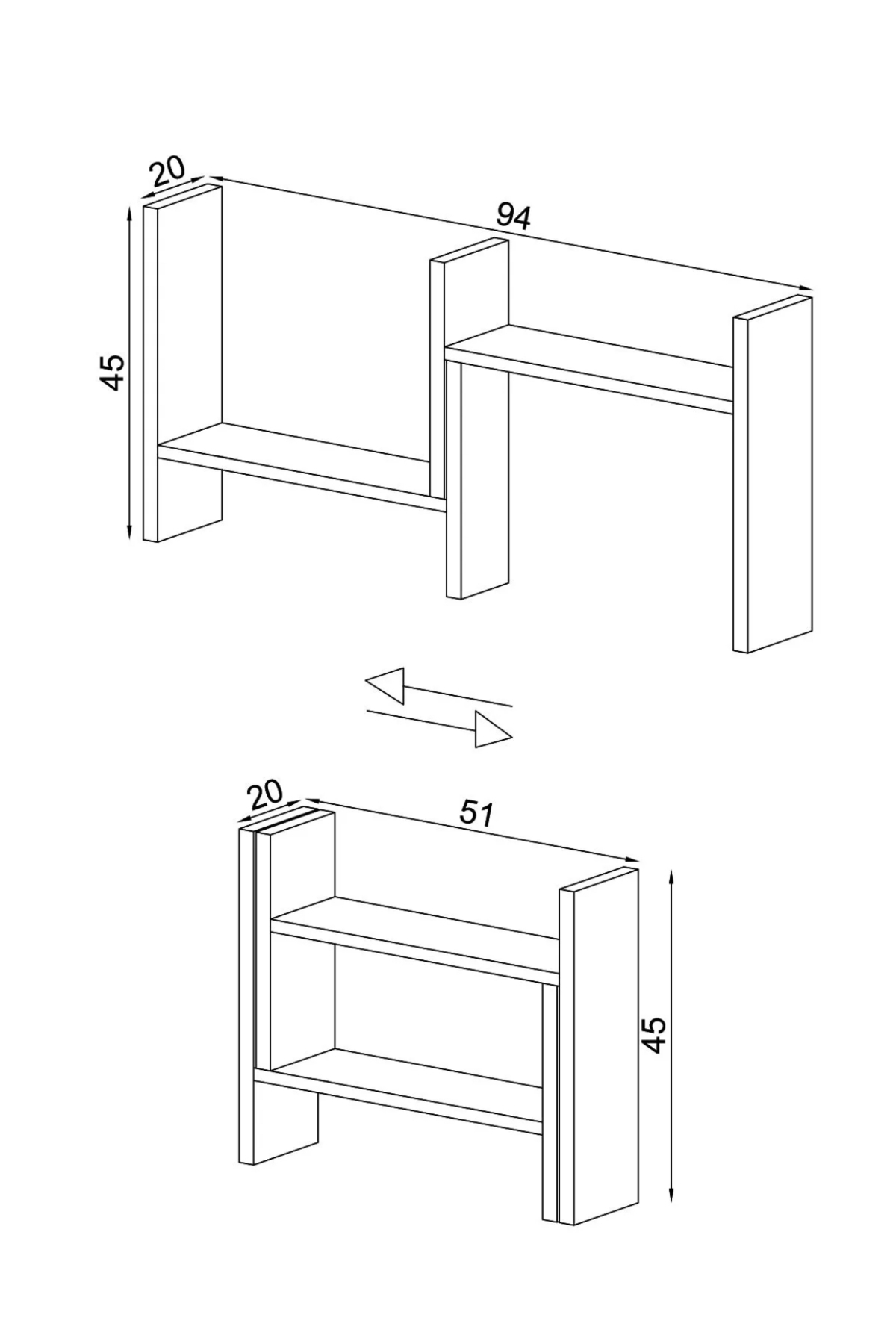 Mismuka 2 Parça Ayarlanabilir Masaüstü Kitaplık Raf %100 Mdf Ofis Çalışma