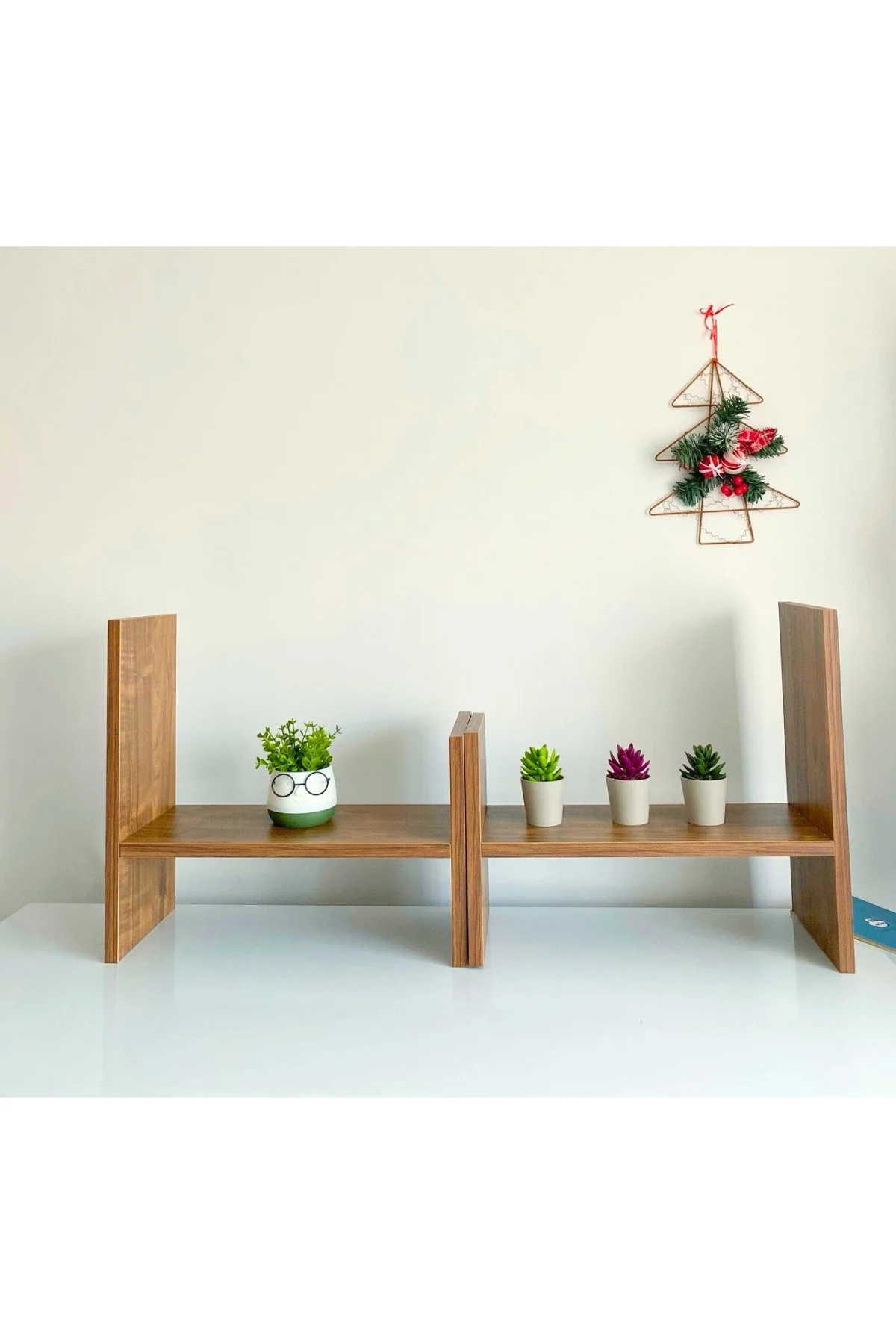 2 Parça Ayarlanabilir Masaüstü Kitaplık Raf %100 MDF Ofis Çalışma