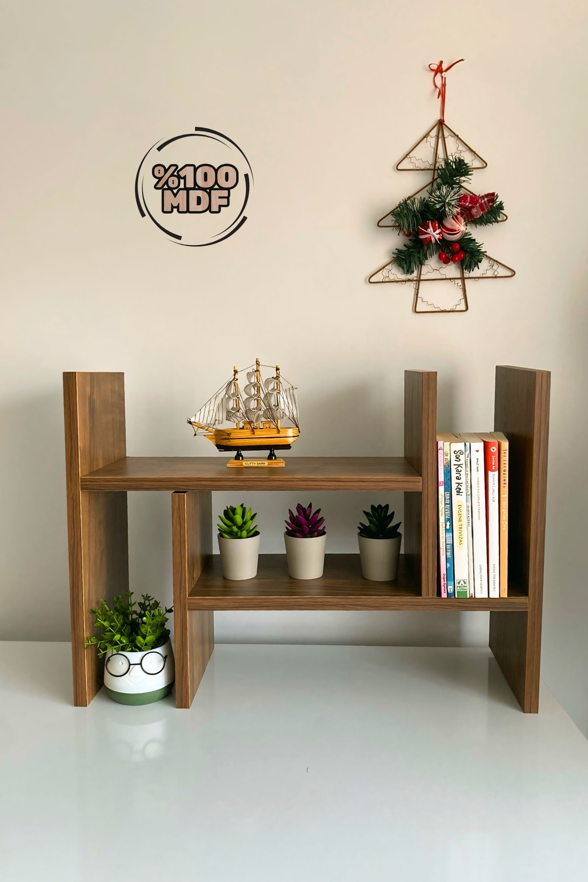 Mismuka 2 Parça Ayarlanabilir Masaüstü Kitaplık Raf %100 Mdf Ofis Çalışma