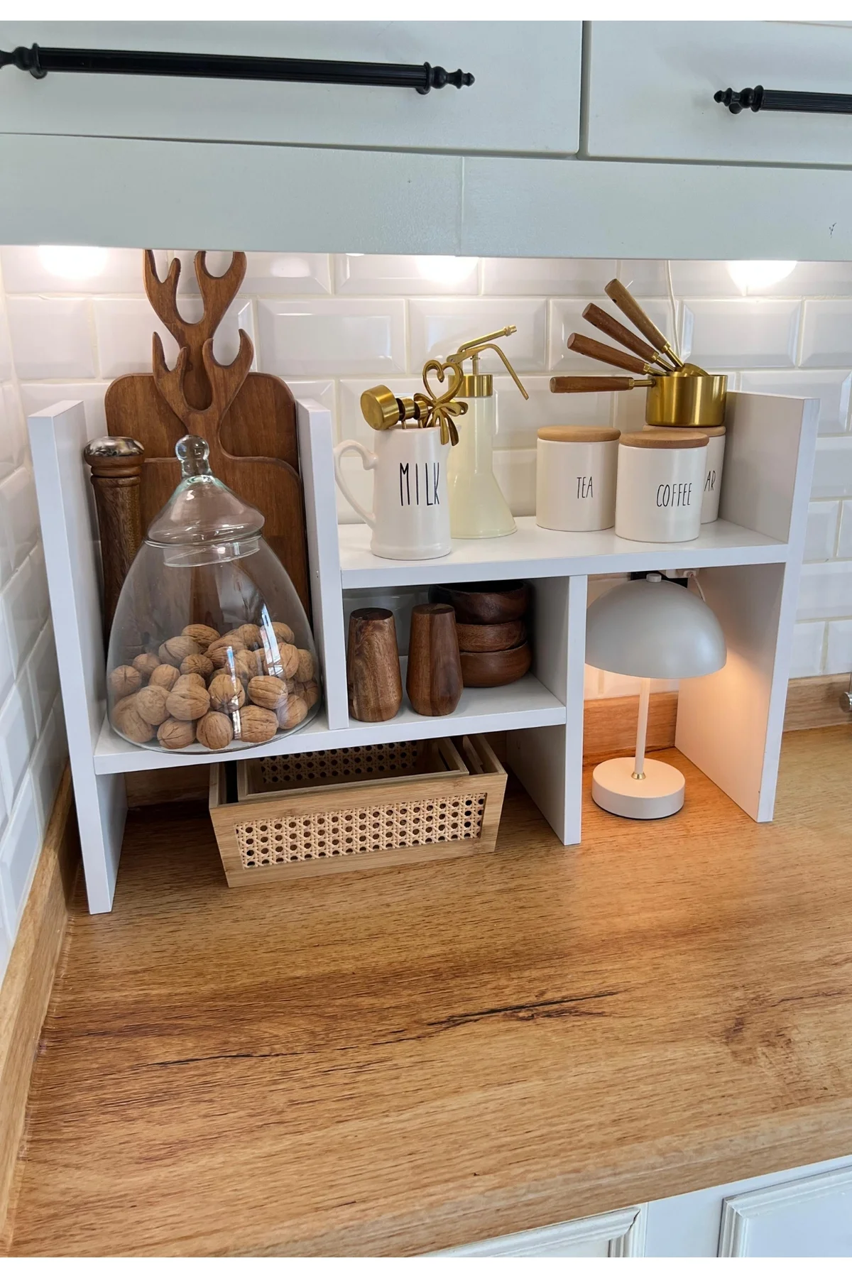 2 Parça Ayarlanabilir Masaüstü Kitaplık Raf %100 MDF Ofis Çalışma