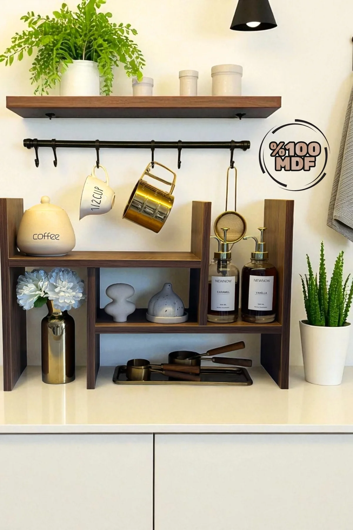 2 Parça Ayarlanabilir Masaüstü Kitaplık Raf %100 MDF Ofis Çalışma