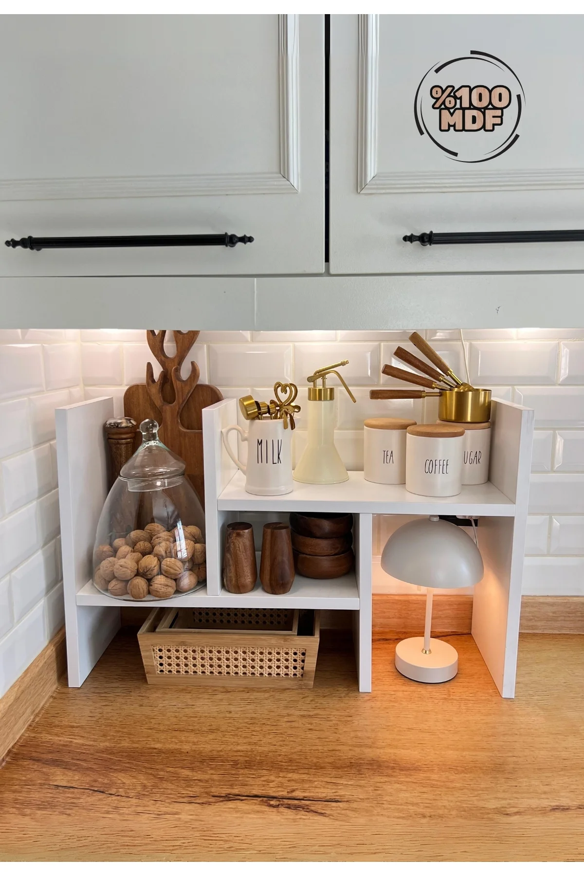 2 Parça Ayarlanabilir Masaüstü Kitaplık Raf %100 MDF Ofis Çalışma