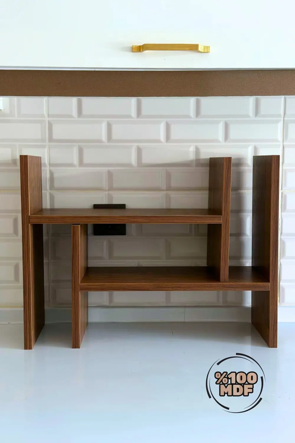 2 Parça Ayarlanabilir Masaüstü Kitaplık Raf %100 MDF Ofis Çalışma