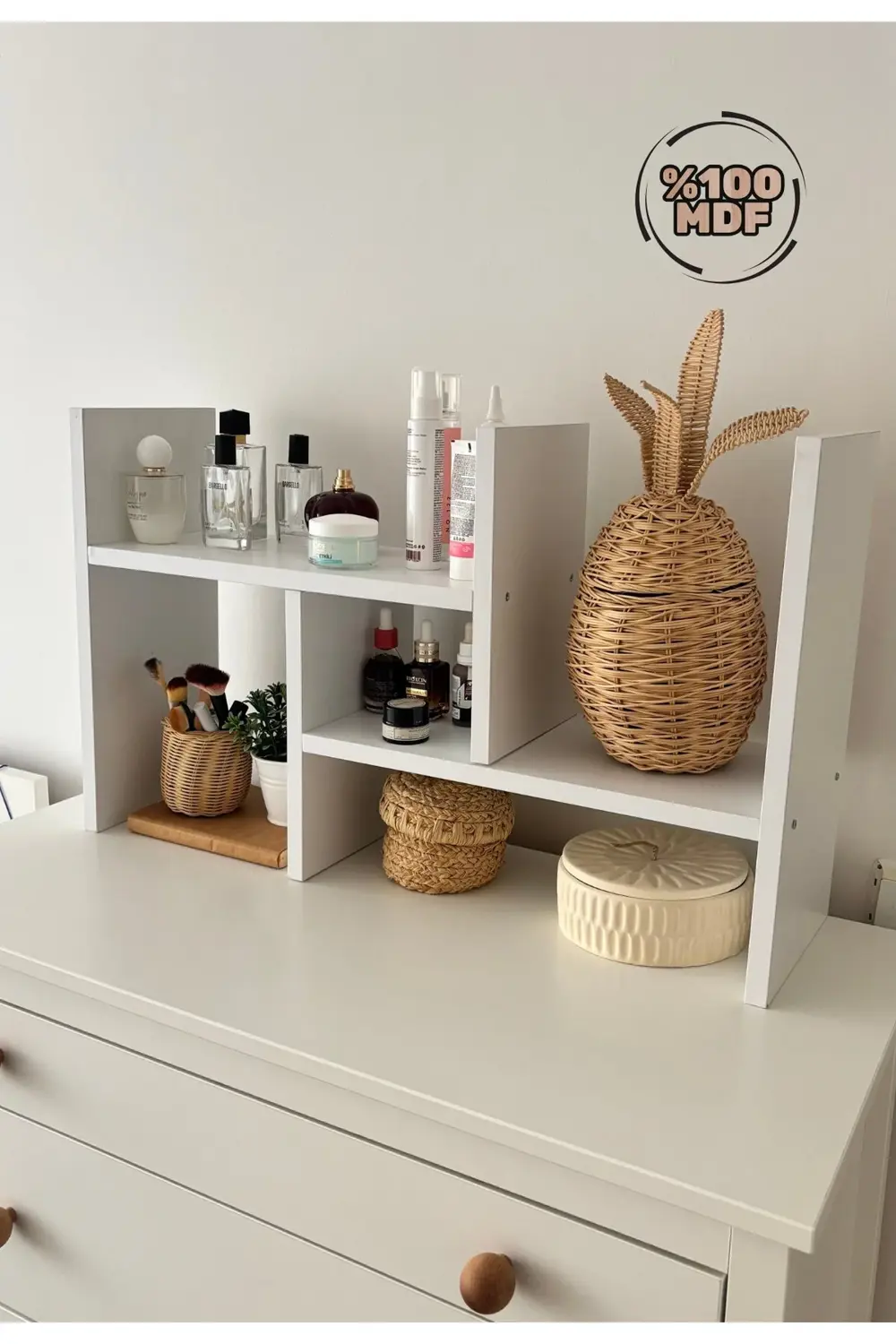 2 Parça Ayarlanabilir Masaüstü Kitaplık Raf %100 MDF Ofis Çalışma