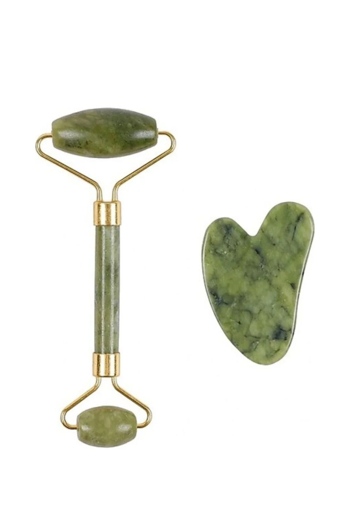 2 Parça Jade Stone Cilt Bakım Seti Şişkinlik Karşıtı Yüz Masajı