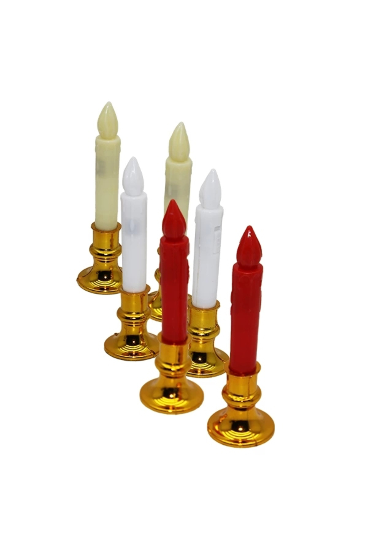 Durgunstore 2 Parça Şamdanlı Pilli Led Mum Dekoratif Roz