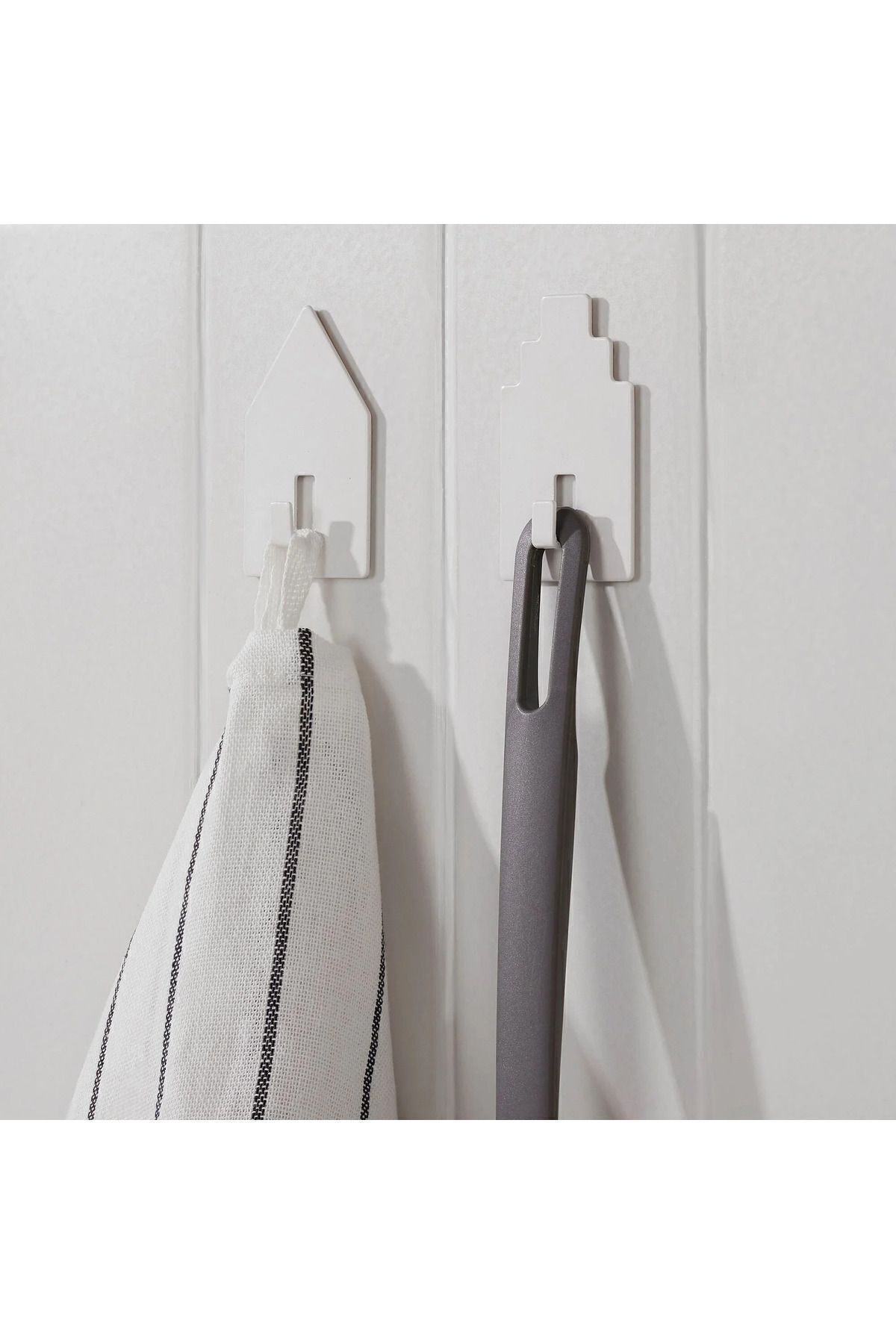 İkea 2 Parça Tippvagn 2 Adet Yapişkanli Çelik Kanca, Beyaz Metal Beyaz