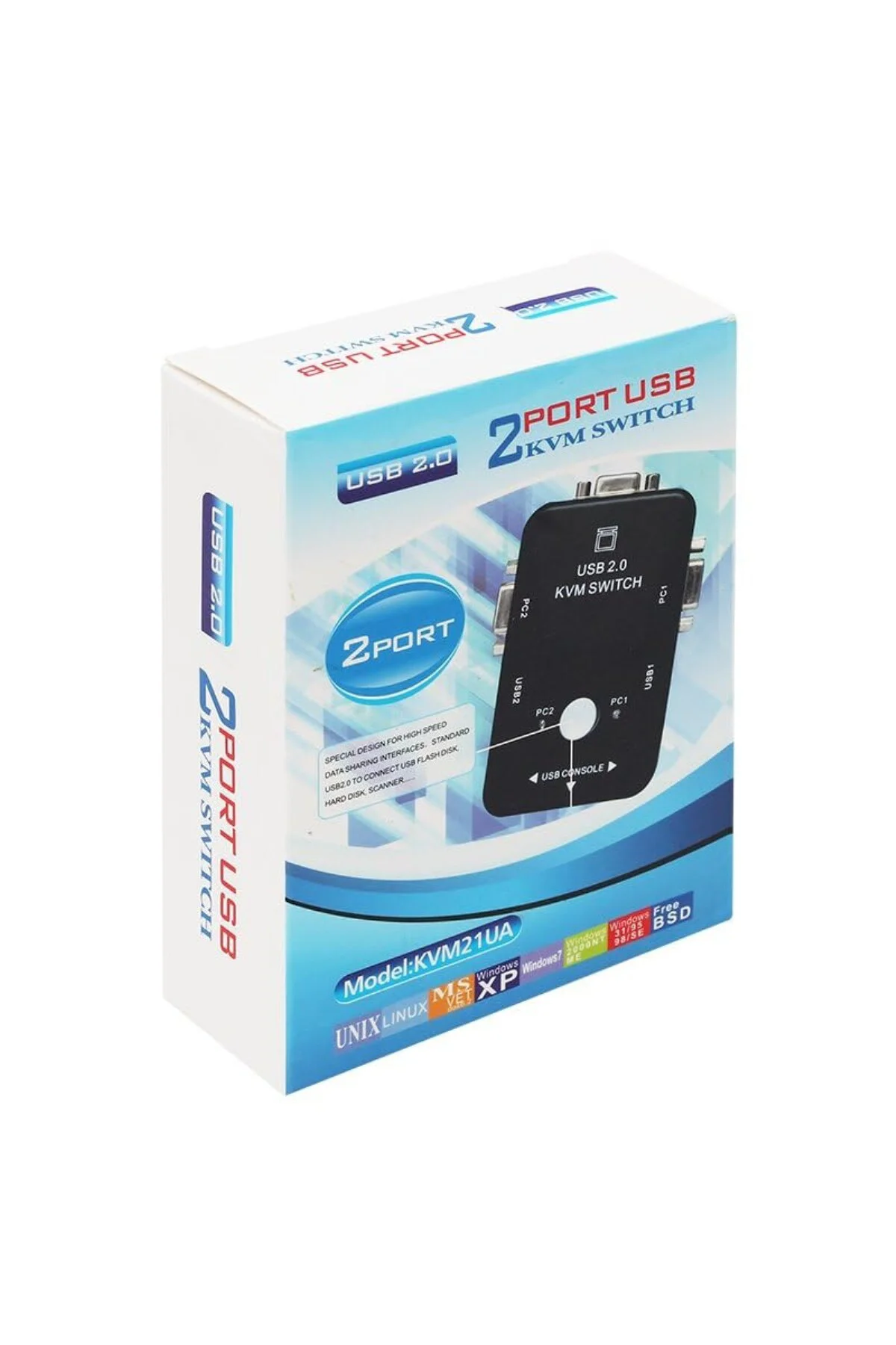 2 port usb kvm switch, 2 kasa 1 monitör switch, 2 Bilgisayarı Tek Elden Yönetin,