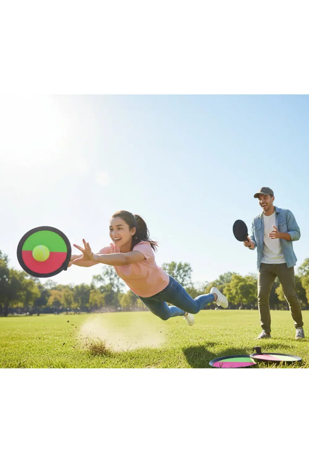 2 Raket 1 Top Cash Ball Seti-Cırtlı Raket Seti-Velcro Ball Game-Y