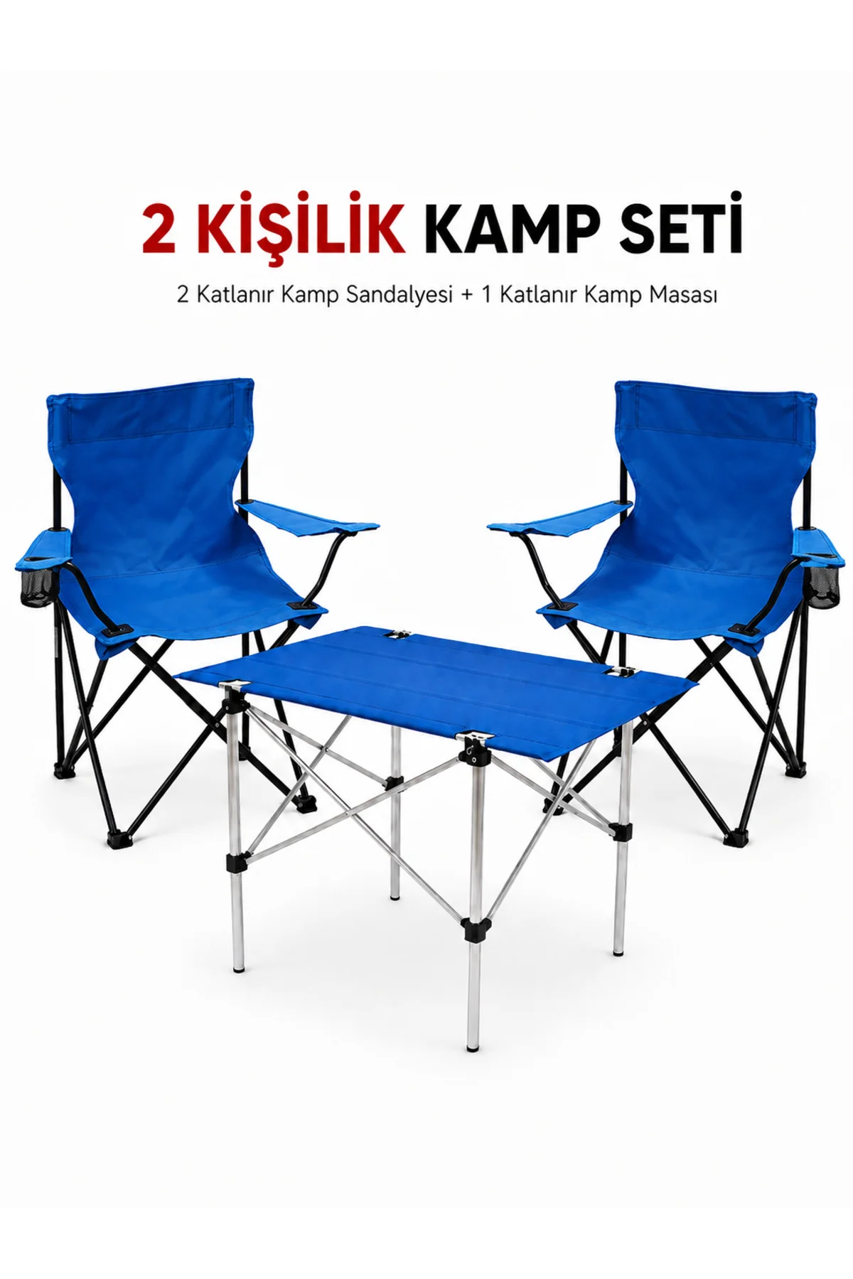2 Sandalyeli Katlanır Kamp Seti Masa ve Sandalye Takımı