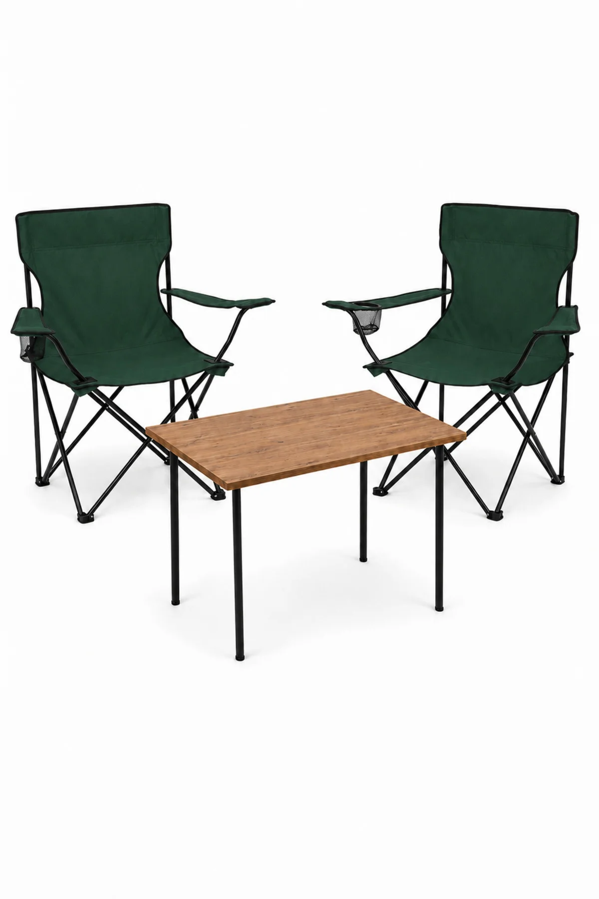 2 Sandalyeli Katlanır Kamp Masa Sandalye Seti 60x45 cm 3 Parça