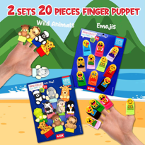 2 Set - 20 Parça Tox Emojiler ve Vahşi Hayvanlar Parmak Kukla T10