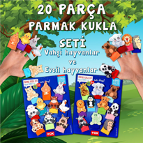 2 Set - 20 Parça Tox Vahşi Hayvanlar ve Evcil Hayvanlar Parmak Ku