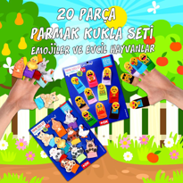 2 Set - 20 Parça Tox Emojiler ve Evcil Hayvanlar Parmak Kukla T10