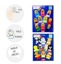 2 Set - 20 Parça Tox Emojiler ve Vahşi Hayvanlar Parmak Kukla T10