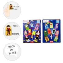 2 Set - 20 Parça Tox Meslekler ve Uçan Hayvanlar Parmak Kukla T76