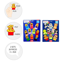 2 Set - 20 Parça Tox Emojiler ve Vahşi Hayvanlar Parmak Kukla T10