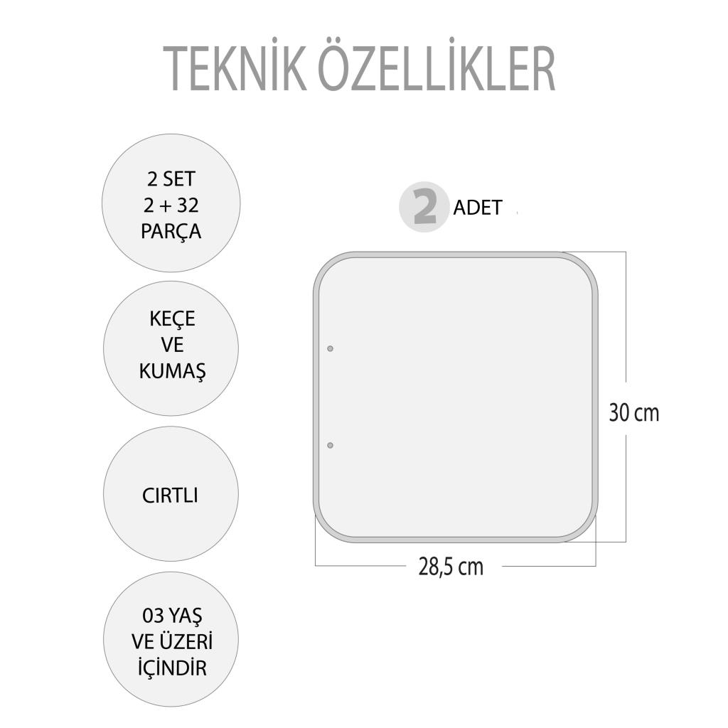Tox 2 Set - 30 Parça Oturma Odası Ve Mutfak Keçe Cırtlı Aktivite Sayf