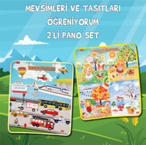 2 Set - 36 Parça Mevsimler ve Taşıtları Öğreniyorum Keçe Cırtlı 2 Set - 36 Parça Mevsimler ve Taşıtları Öğreniyorum Keçe Cırtlı