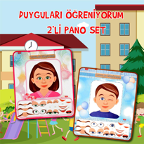 2 Set - 42 Parça  Kız ve Erkek Duyguları Öğreniyorum Keçe Cırtlı 